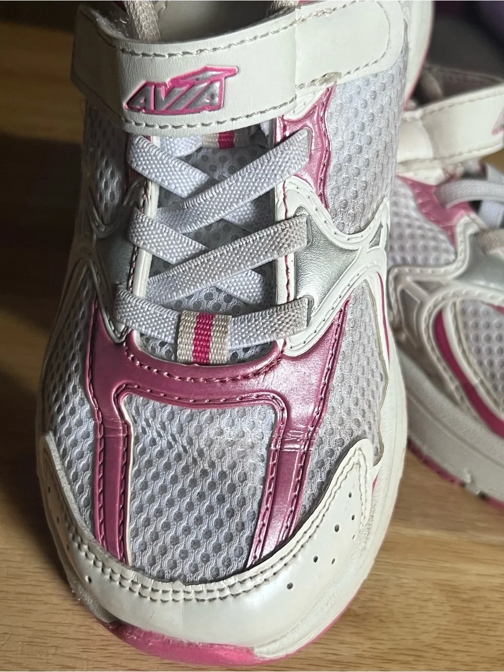 Kids White and Pink Athletic Sneakers size 12
